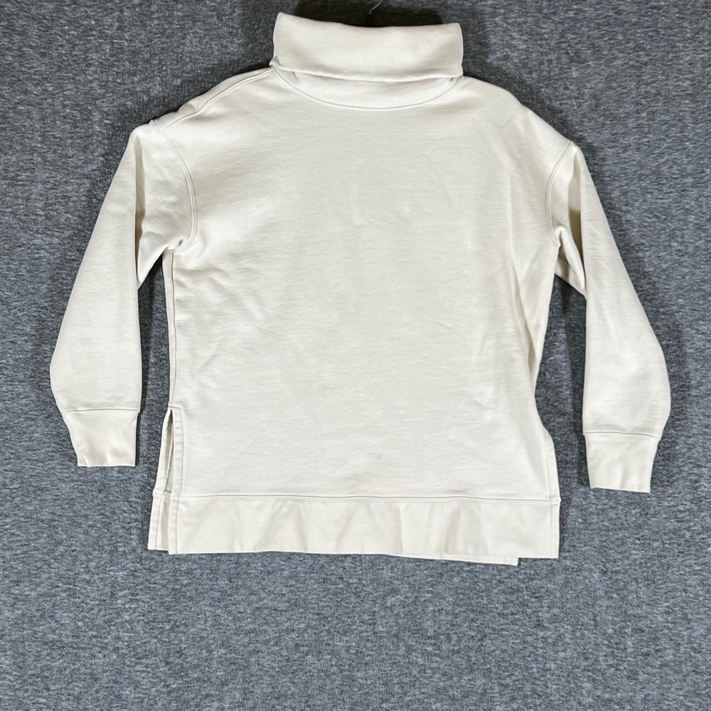 Athleta Women's S Turtleneck Sweatshirt Pullover Tunic‎ Top Cream Beige